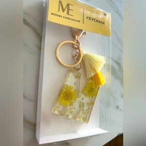 M yellow with floral details keychain
